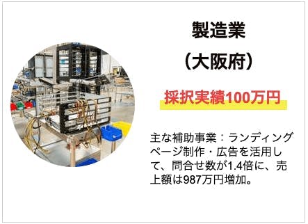 製造業(大阪府)採択実績100万円